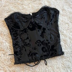 Black Floral Corset Top